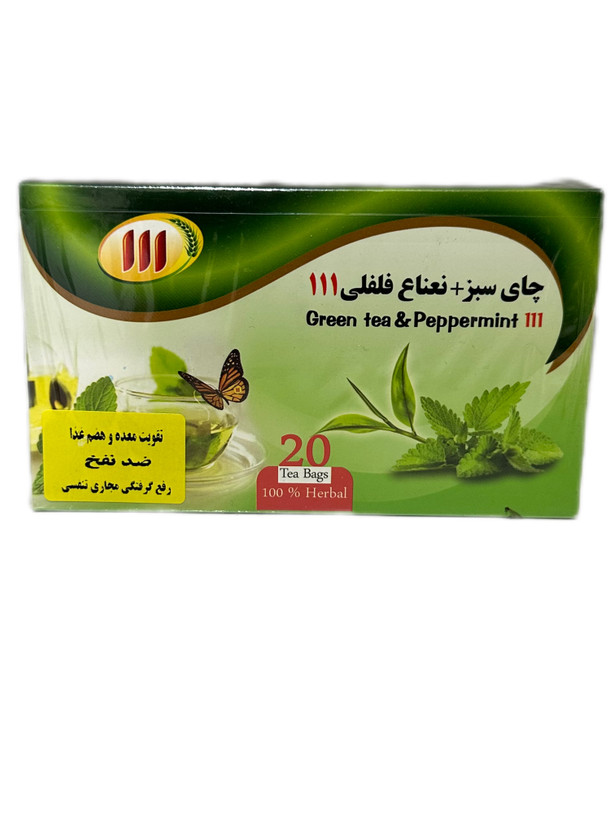 دمنوش چای سبز و نعناع فلفلی ۱۱۱ (۲۰ عددی)